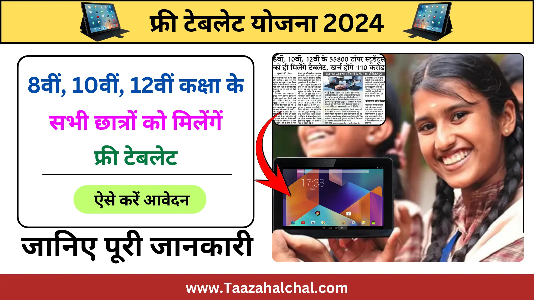 Student Free Tablet Yojana 2024: सभी 55800 छात्रों को मिलेंगे फ्री टेबलेट, खर्च होंगें 110 करोड़, जानिए आवेदन प्रक्रिया