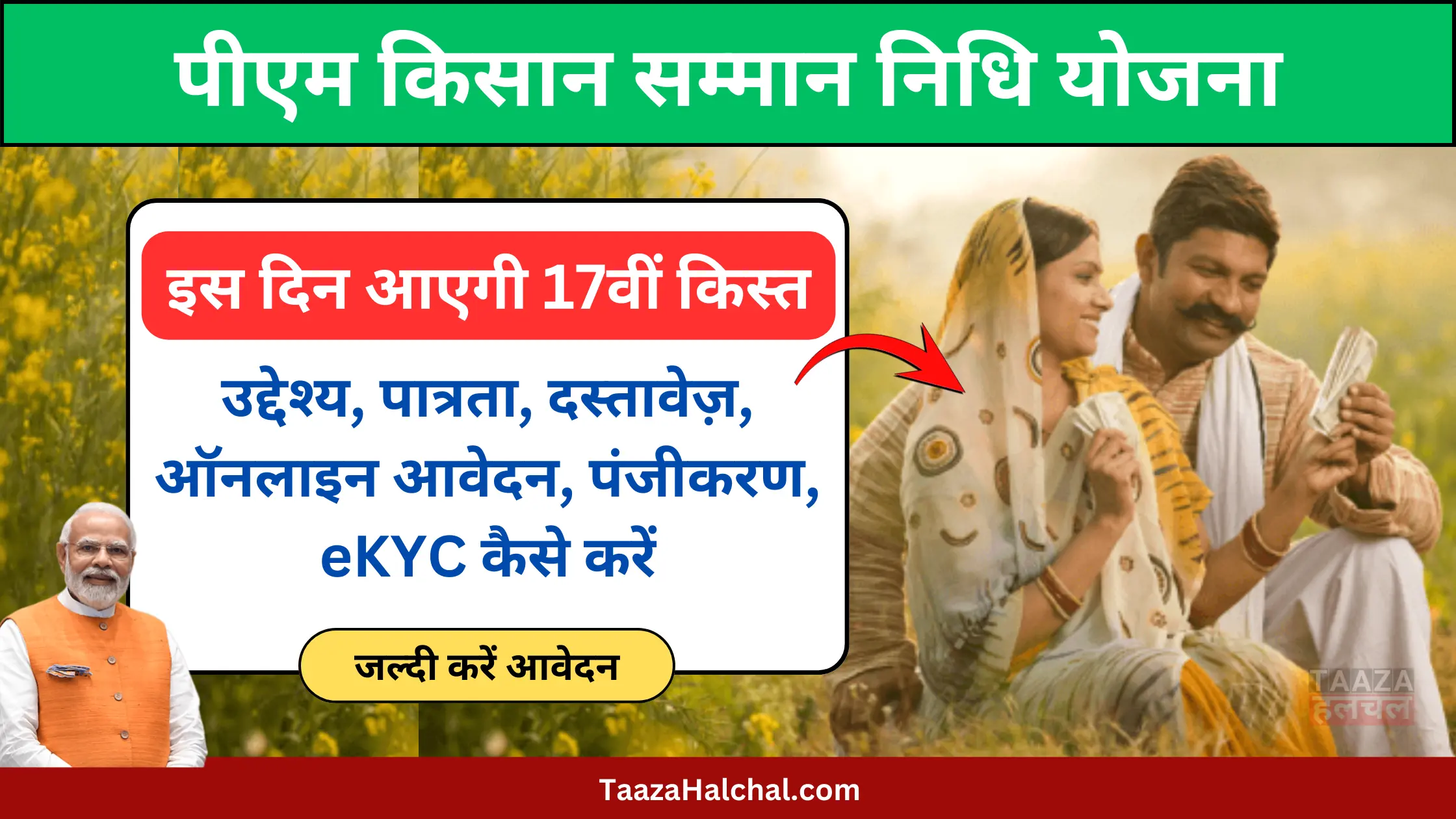पीएम किसान सम्मान निधि योजना: उद्देश्य, पात्रता, दस्तावेज़, ऑनलाइन आवेदन, पंजीकरण, eKYC कैसे करें और 17वीं क़िस्त अपडेट!