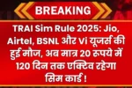 TRAI Sim Rule 2025: Jio, Airtel, BSNL और Vi यूजर्स की हुई मौज, अब मात्र 20 रूपये में 120 दिन तक एक्टिव रहेगा सिम कार्ड !